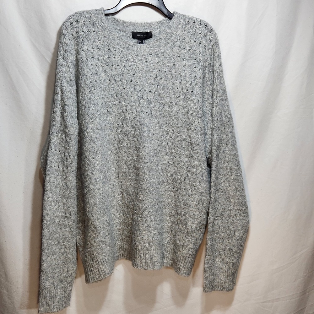 Forever 21 Womens Sweater Size 0X Heather‎ Gray Wool Blend Extra Soft